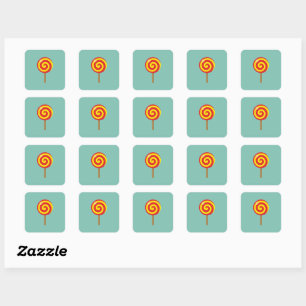 Sticker Carré Lollipop rouge spirale