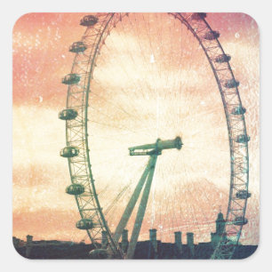 Sticker Carré London Eye au lever du soleil