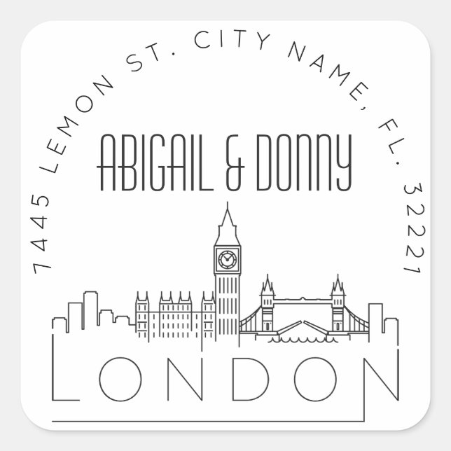 Sticker Carré Londres Destination Wedding (Devant)