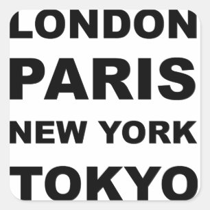 Sticker Carré Londres, Paris, New York, Tokyo.