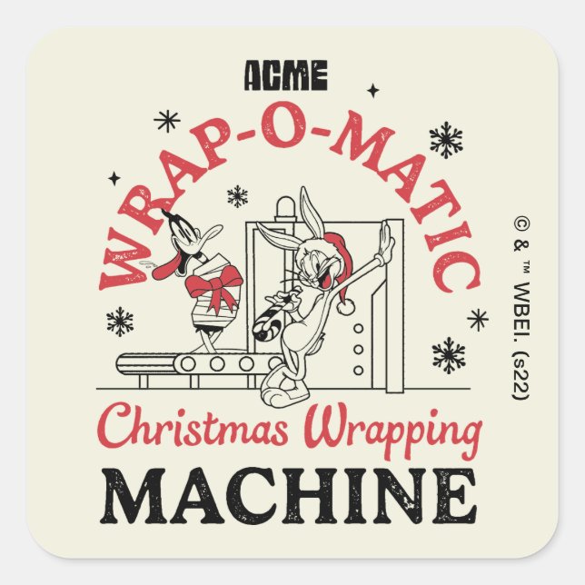 Sticker Carré LOONEY TUNES™ | Machine à envelopper ACME-O-Matic (Devant)