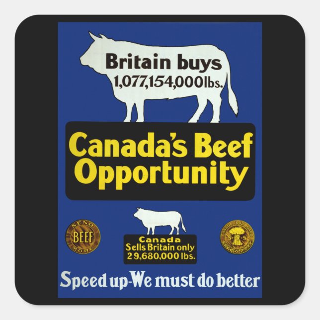 Sticker Carré L'opportunité du boeuf canadien (Devant)