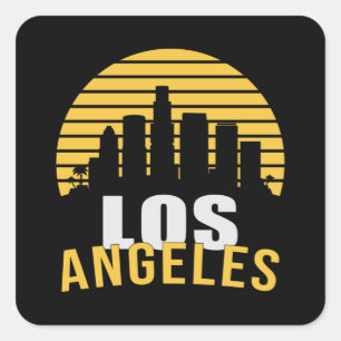 Sticker Carré Los Angeles USA City Skyline Skyline Drôle cadeau