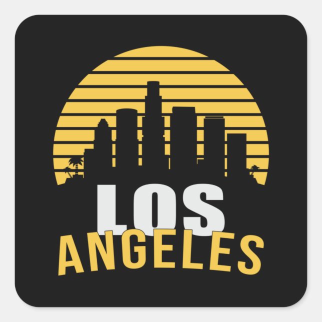 Sticker Carré Los Angeles USA City Skyline Skyline Drôle cadeau (Devant)