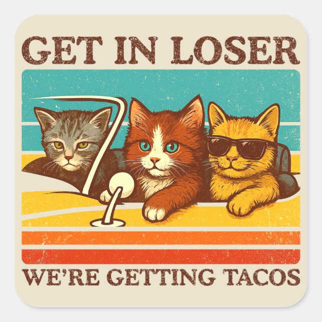 Sticker Carré Loser, on prend des tacos (Devant)