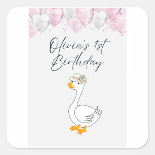Sticker Carré Lot d'autocollants pour 1er anniversaire Canard