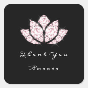 Sticker Carré Lotus Black White Diamond Bridal 16e Remerciements