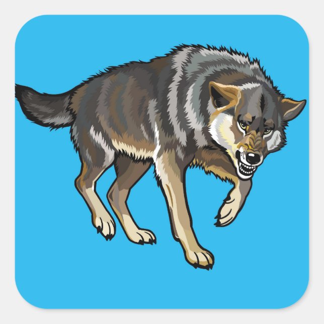 Sticker Carré loup (Devant)