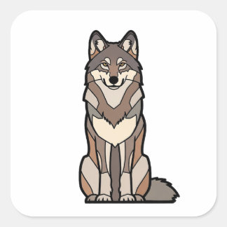 Sticker Carré Loup de force silencieuse – Illustration animale m