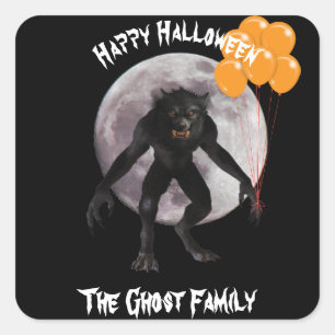 Sticker Carré Loup-garou de Halloween