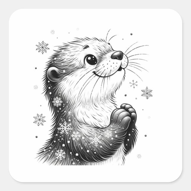 Sticker Carré Loupe d'hiver noire et blanche (Devant)