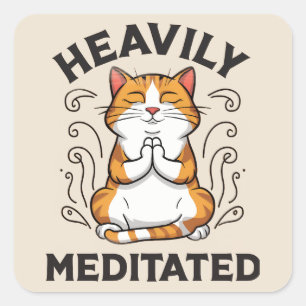 Sticker Carré Lourdement Méditée Funny Yoga