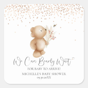 Sticker Carré L'ours et l'abeille   Nous Pouvons Attendre ! Baby