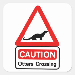 Sticker Carré Loutres de précaution (2), poteau de
