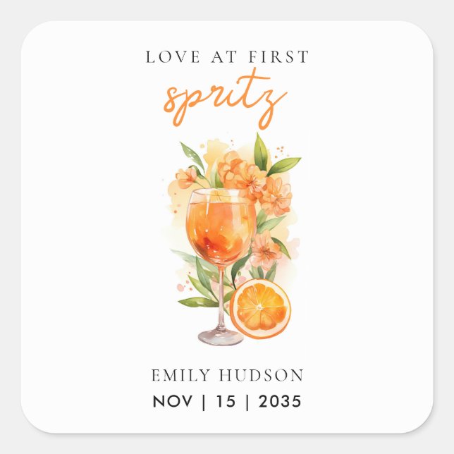 Sticker Carré Love at First Spritz Baby Shower (Devant)