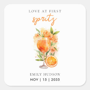 Sticker Carré Love at First Spritz Fête de Mariage