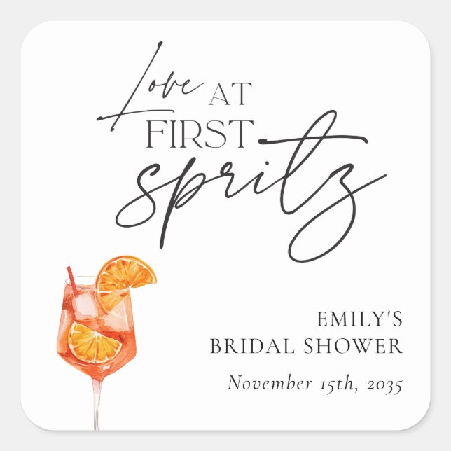 Sticker Carré Love at First Spritz Shower de Mariée (Devant)