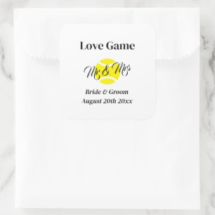 Sticker Carré Love Game drôle Mr & Mrs tennis thème mariage
