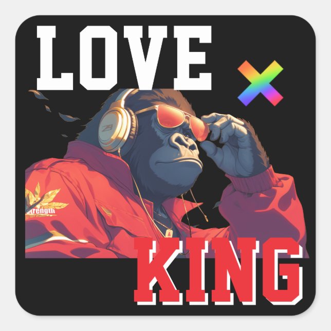 Sticker Carré LOVE × GORILLA - Custom (Devant)