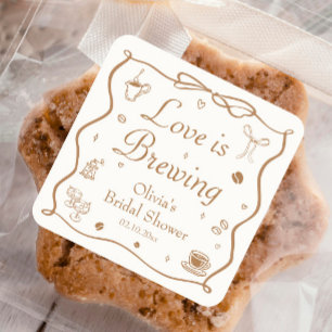 Sticker Carré Love is Brewing Enterrement de Vie de Jeune Fille 