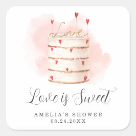 Sticker Carré Love Is Sweet Fête de Fiançailles