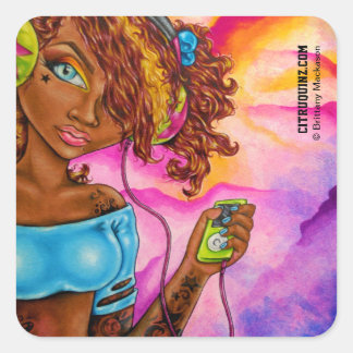 Sticker Carré Love Music Par Brittany Mackason