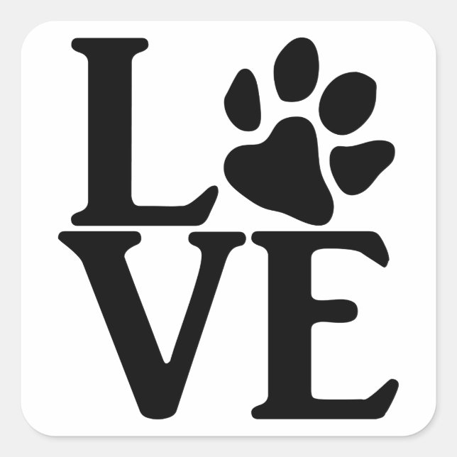 Sticker Carré Love Paw Classic (Devant)