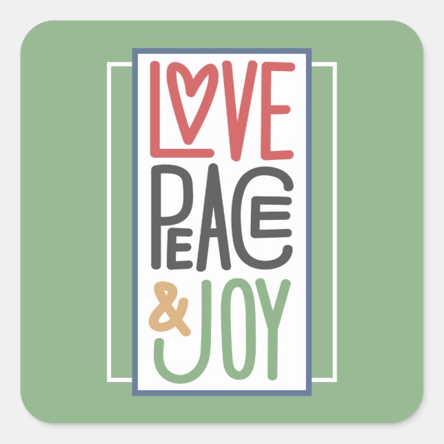 Sticker Carré Love Peace & Joy (Devant)