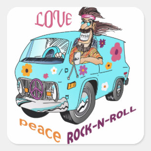 Sticker Carré Love Peace Rock N Roll