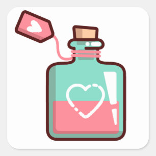 Sticker Carré Love Potion Hearts Bottle