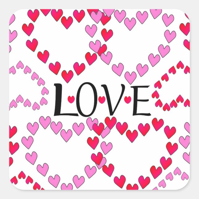 Sticker Carré LOVE ROUGE ROSE DE Tiny Hearts (Devant)