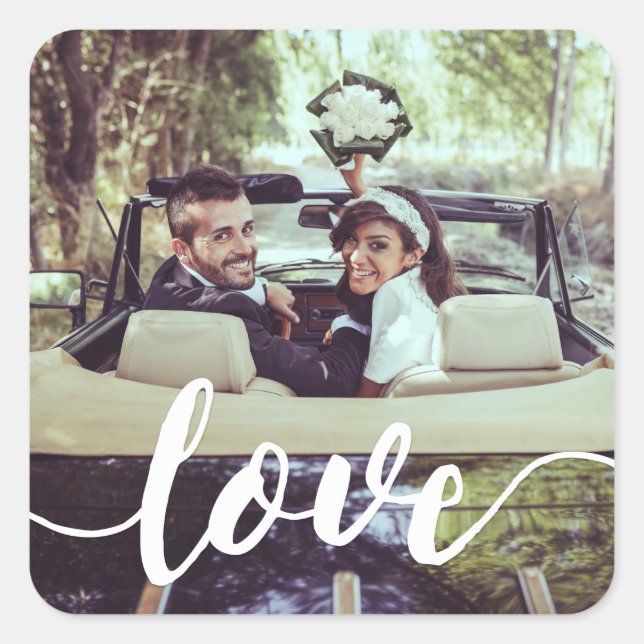 Sticker Carré Love Script Overlay Photo (Devant)