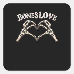 Sticker Carré Love Skeleton Hand Classic