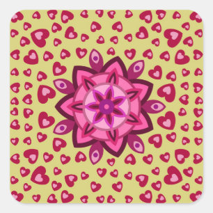 STICKER CARRÉ LOVE VALENTINE, DON DE FÊTE D'ANNIVERSAIRE AVEC CO