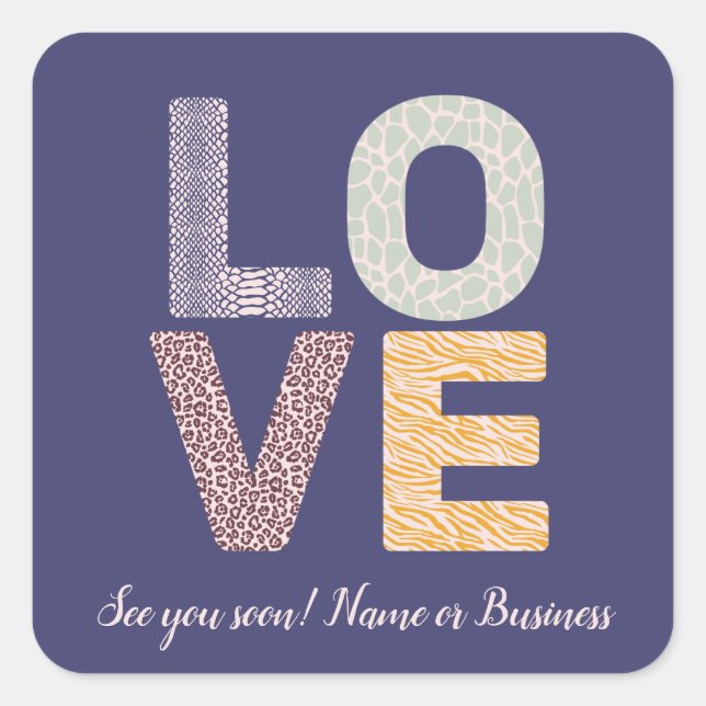 Sticker Carré LOVE Valentine Thème Personnalisable Lettres Photo (Devant)