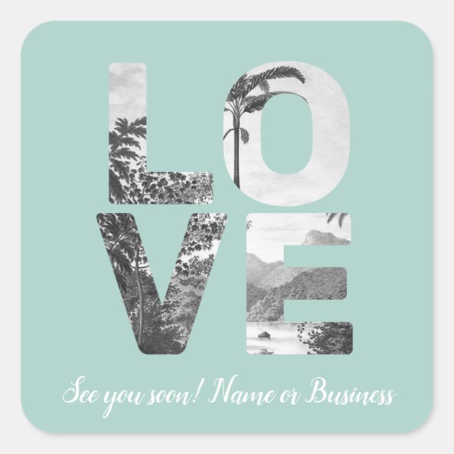 Sticker Carré LOVE Valentine Thème Personnalisable Photo Motif (Devant)