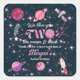 Sticker Carré Love You Two The Moon Girls Anniversaire 2ème