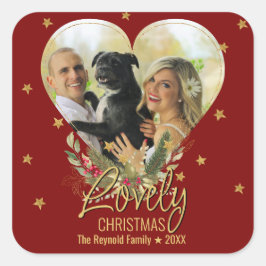 Sticker Carré Lovely Christmas Gold Parties scintillant Star Hea