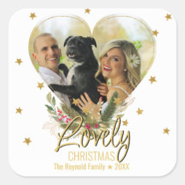 Sticker Carré Lovely Christmas Gold Parties scintillant Stars He