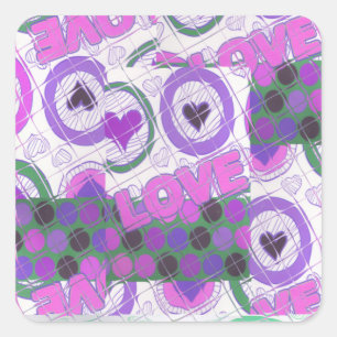 Sticker Carré Lovely Love Heart Motif Art Imprimer
