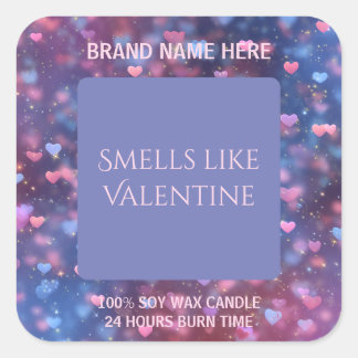 Sticker Carré Lovely Valentine Candle Label Editable Design