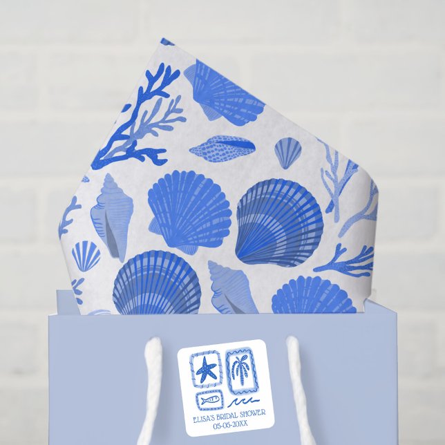 Sticker Carré LoveNotes from Sea Cute Beach Fête des mariées PER (LoveNotes from Sea Cute Beach CUSTOM Bridal Shower Square Sticker
)