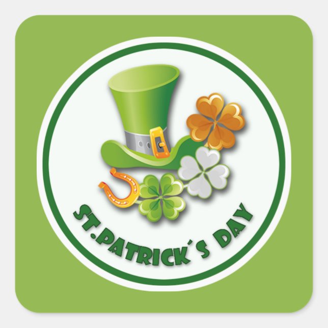 Sticker Carré Lucky Charms St. Patrick's Day (Devant)