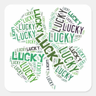 Sticker Carré Lucky Clover Word Art