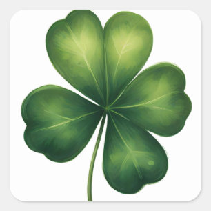 Sticker Carré Lucky Four Leaf Clover, St Patrick’s Day Clover