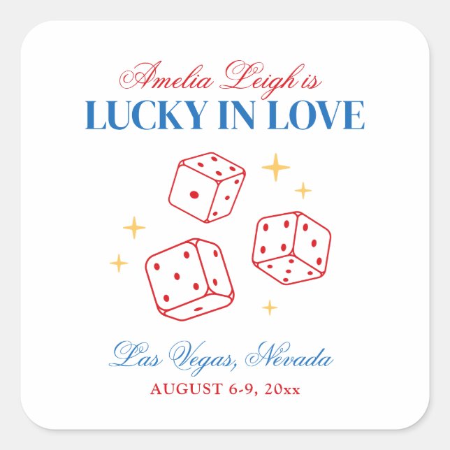 Sticker Carré Lucky In Love Casino Bachelorette Week-end (Devant)