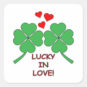 Sticker Carré Lucky In Love Hearts Clover