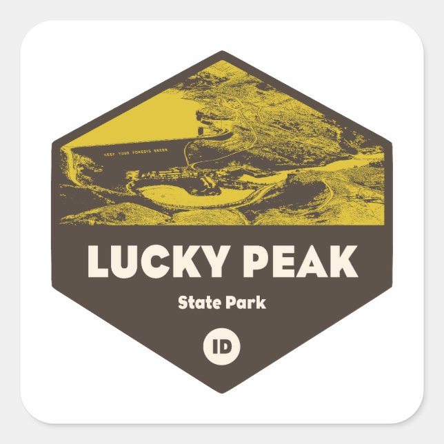 Sticker Carré Lucky Peak State Park Idaho (Devant)