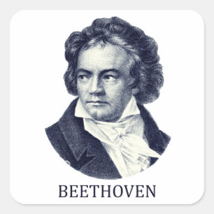 Sticker Carré Ludwig van Beethoven, bleu