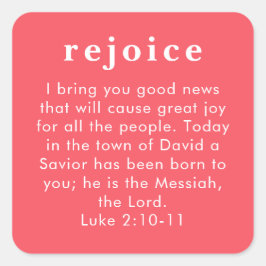 Sticker Carré Luke 2:10 Red Bible Verse Christian Christmas